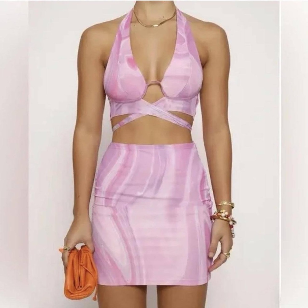 Valeree Pink Tigermist Skirt Set